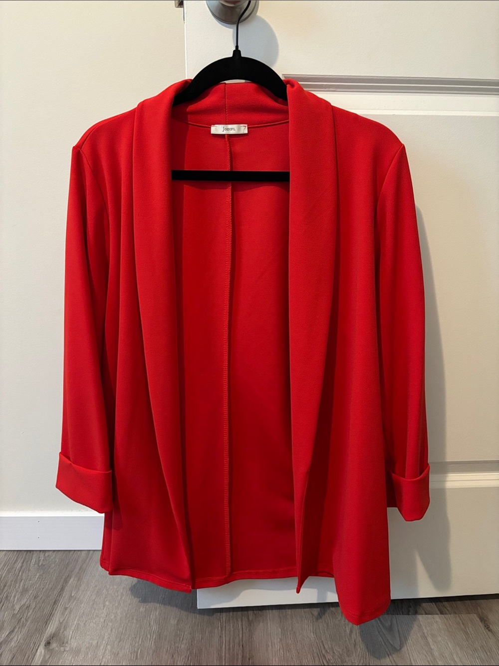 JODIFL Red Open-Front Draped Blazer